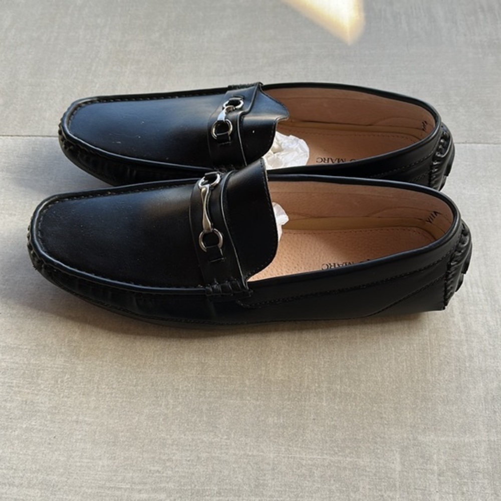 Bruno Marc Black Leather Loafers / Driving Moccasins - 15